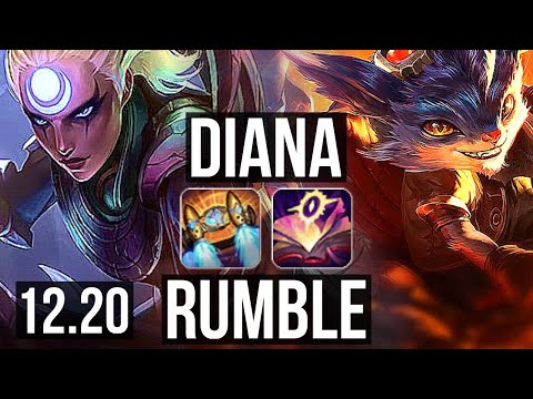 DIANA vs RUMBLE (MID) | 5/0/3, 700+ games, 1.1M mastery | KR Master | 12.20