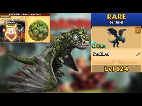 Berk's 400 Anniversary Dragon - Sentinel Max Level 124 Titan Mode - Rare Dragon-Dragons:Rise of Berk