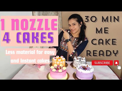 Sirf 1 Nozzle and 4 cakes , easy and Instant cake decoration✨Less Ingredients with tips and tricks