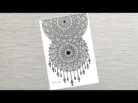 How to draw Dream Catcher mandala art Easy mandala drawing How to draw Mandala for Beginners