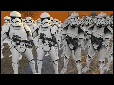 Clone Trooper Army vs First Order Army - Men of War: Star Wars Mod Battle Simulator
