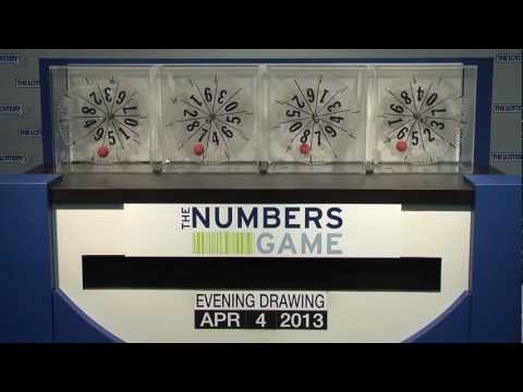 Evening Numbers Game Drawing: Thursday, April 4, 2013