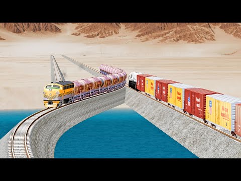 Impossible Rail Crossing Tracks vs Trains Crossing - Beamng Drive