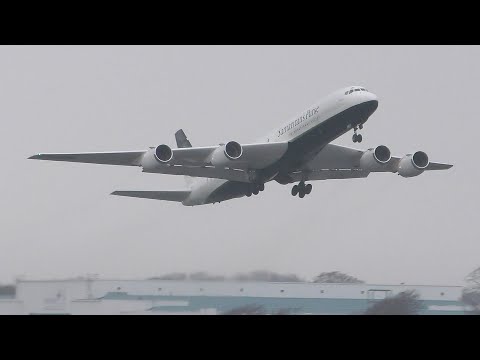 [4K] SAMARITAN'S PURSE DOUGLAS DC8 Wet Takeoff at Prestwick Airport