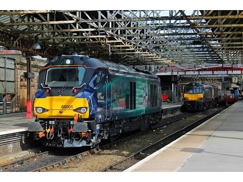 DRS 68001 'Evolution' at Crewe on 0Z02 Gresty Bridge to Barrow Hill 15/4/2015