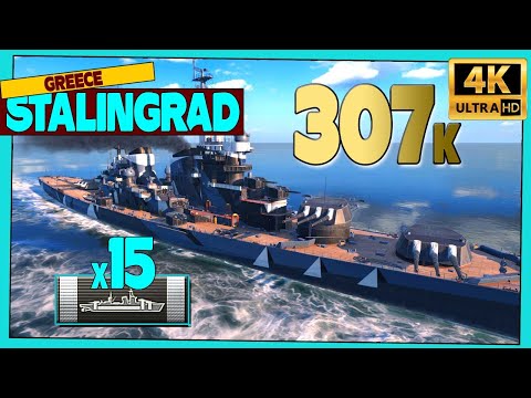 Cruiser Stalingrad on map Greece, 307k damage - World of Warships