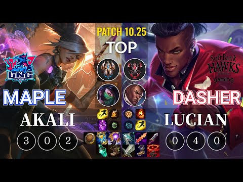 LNG Maple Akali vs SHG Dasher Lucian Top - KR Patch 10.25