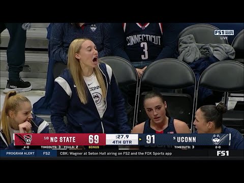 Nika Muhl BREAKS UConn Huskies Assist Record With 15 vs #10 NC State, Paige Bueckers Reacts On Bench