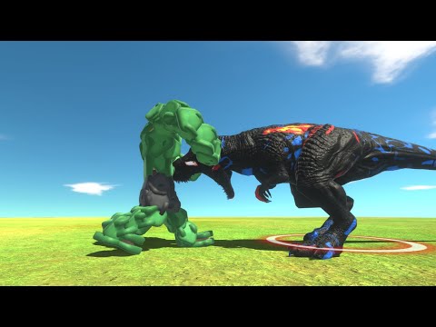 SUPERMAN T-REX BLACK vs HULK - Animal Revolt Battle Simulator