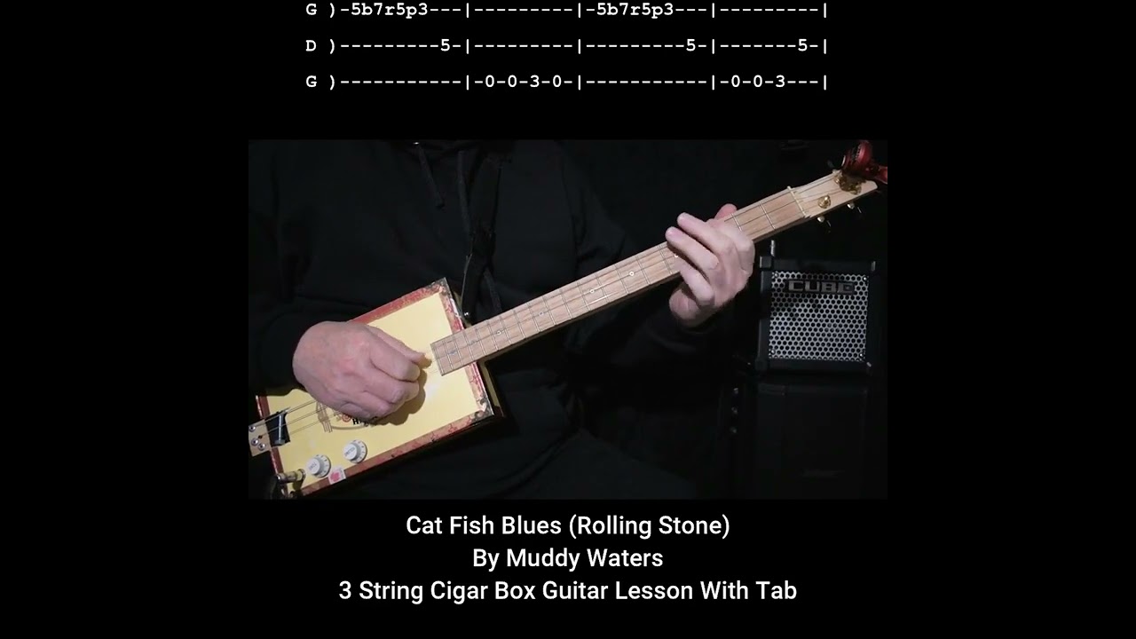 Catfish Blues (Rolling Stone) - Muddy Waters #cigarboxguitar #nochat  #lesson w Tabs #shorts