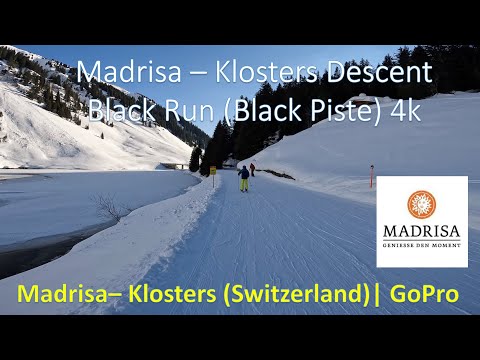 Ski descent Madrisa - Klosters -  Black Run (Piste) - GoPro 4k