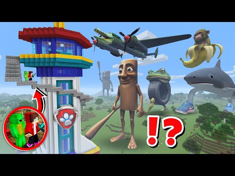 JJ and Mikey BIGGEST Paw Patrol Tower vs ITALIAN BRAINROT! BRAINROT CHALLENGE in Minecraft - Maizen