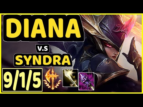 SLASHER1144 (DIANA) vs SYNDRA - 9/1/5 KDA MID CHALLENGER GAMEPLAY - NA