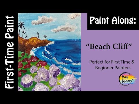 Super easy painting for First time Painter- Beach Cliff Painting - Step by step instruction🎨
