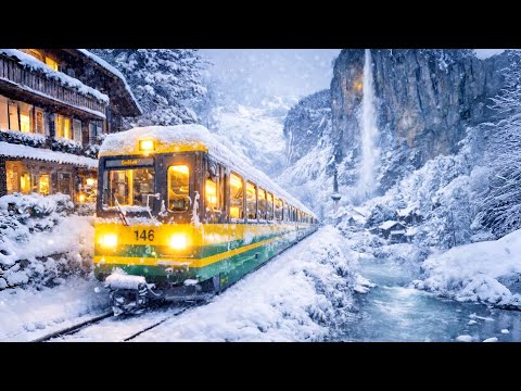 🇨🇭Riding on Switzerland’s Beautiful Snowy Mountain Trains! | Interlaken→Grindelwald→Lauterbrunnen