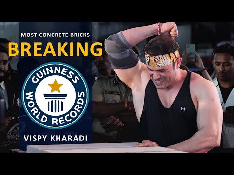 The Most Concrete Blocks Broken in 1 Minute - Guinness World Records | Vispy Kharadi