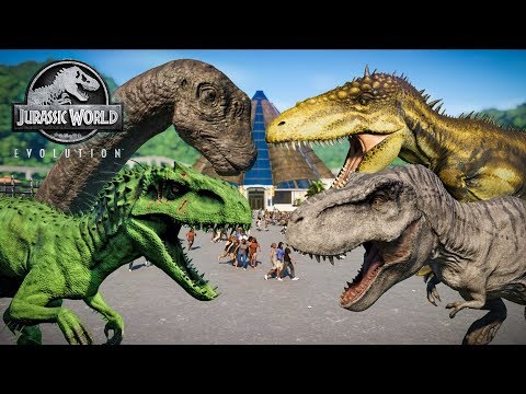 I-Rex Camouflage, T-Rex, Mamenchisaurus & Carcharodontosaurus Breakout! Jurassic World Evolution