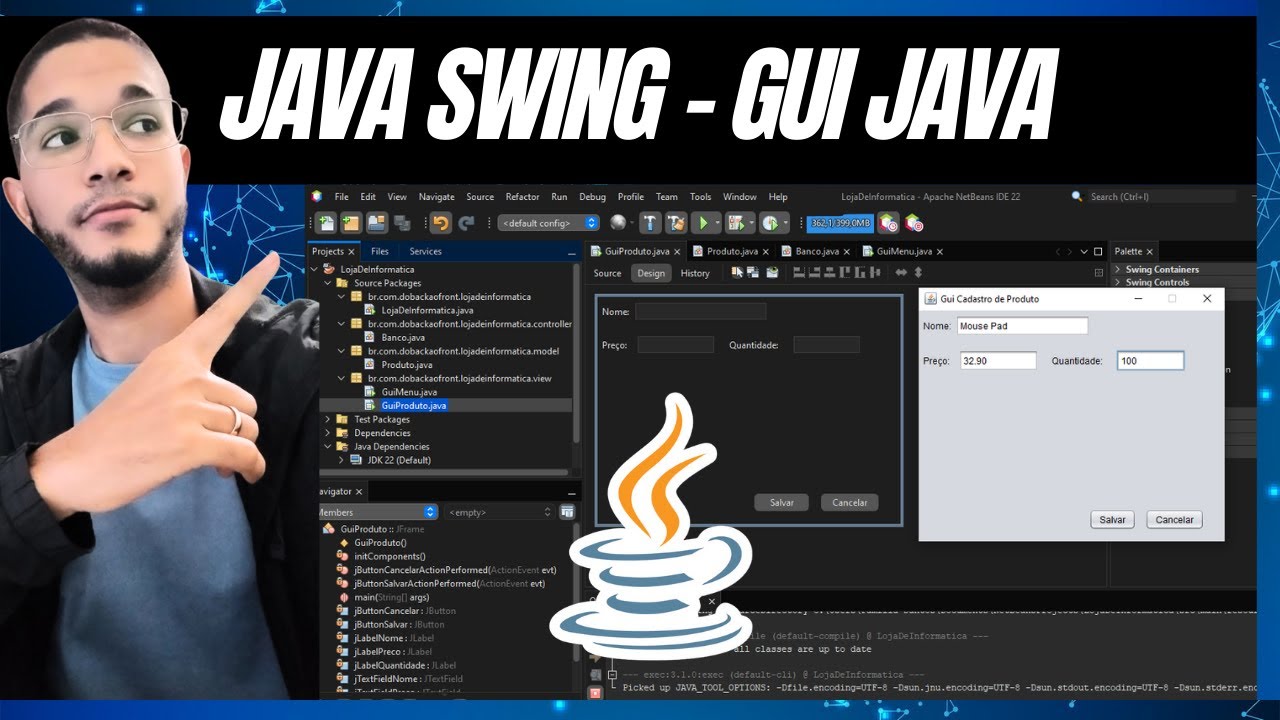 java swing. gui java. janelas gráficas java. java no frontend. swing java. java gui. netbeans.