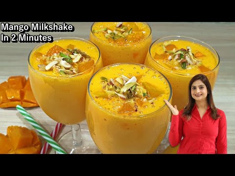 2 Mins Thick & Creamy Mango Milkshake | How to Make Mango Shake | Fresh Mango Shake