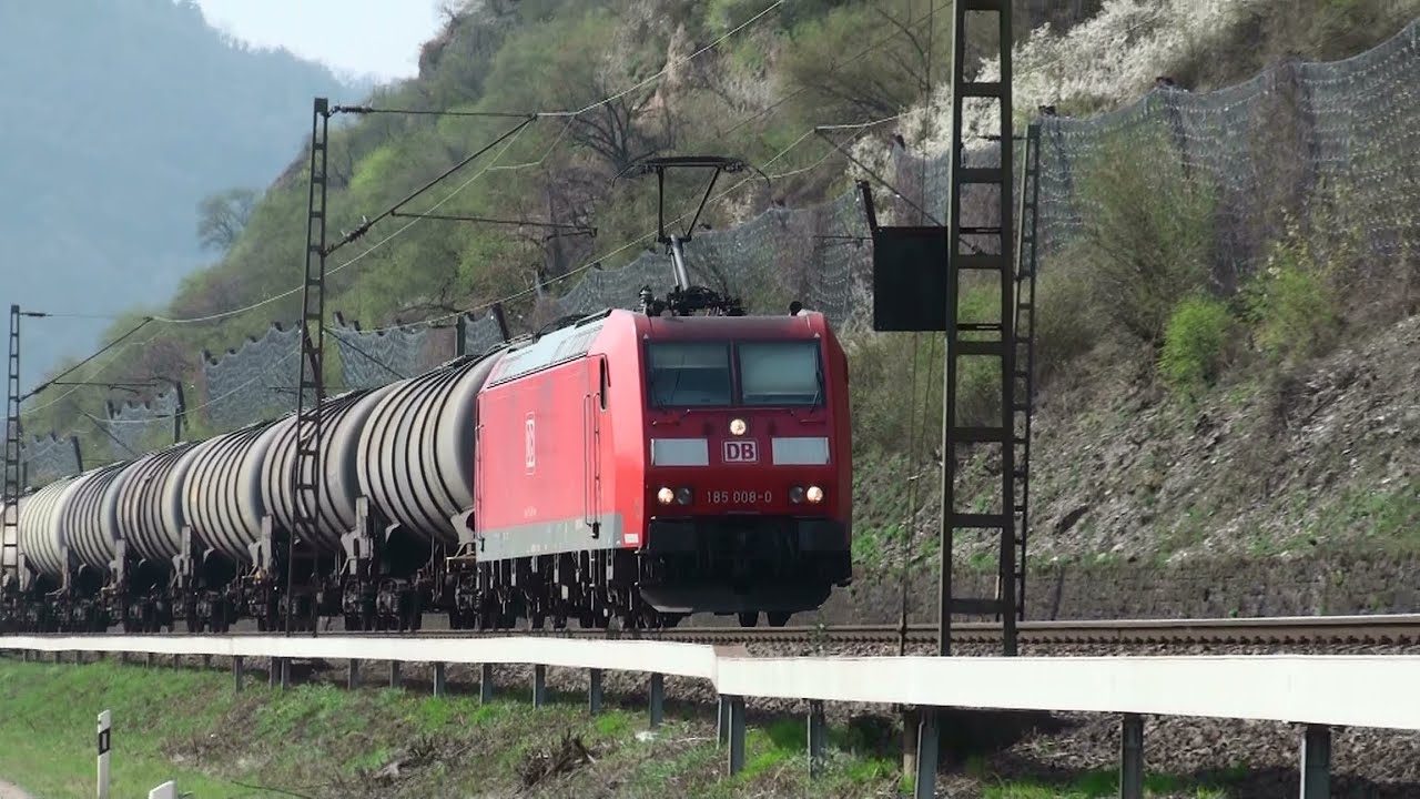 2012-03-27 [DB] 185 008 + Tank cars + Boxcars + Flatcar + Car carriers, Freight