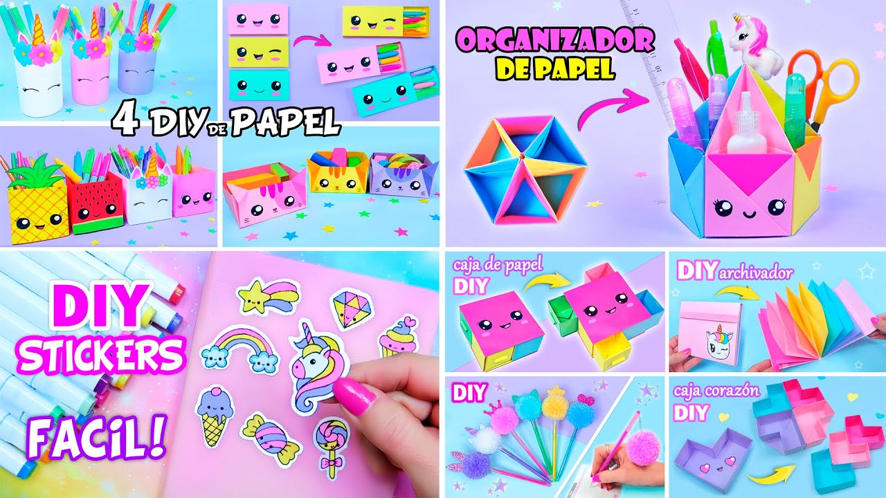 10 MANUALIDADES FACILES / DIYs DE PAPEL / DIY STICKERS / IDEAS PARA LA ESCUELA / ORIGAMI