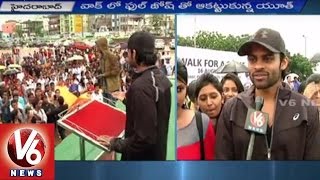 Sai Dharam Tej and Sampoornesh Babu at Walk for a Cause by Bachpan Bachao | Hyderabad - V6News