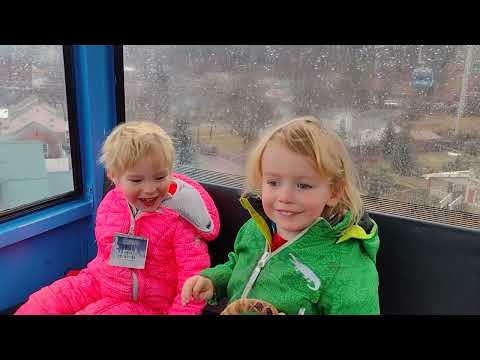Silver Mountain Gondola ride with little kid skiers