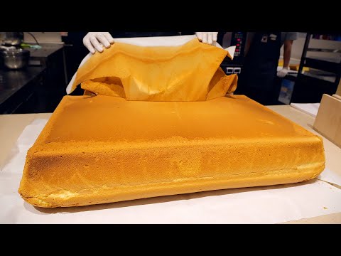 Making and Cutting Jiggly Cake , Giant Castella - Korean Food [ASMR]