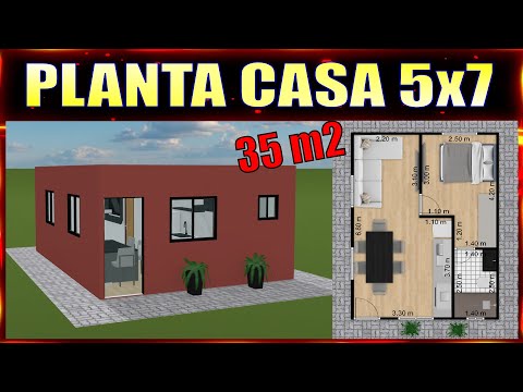 Planta de Casa 5x7 - 35m² com Cozinha Americana
