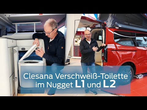 Ford Nugget 2025 Zubehör: L1 und L2 mit Clesana Toilette und Verschiebemodul