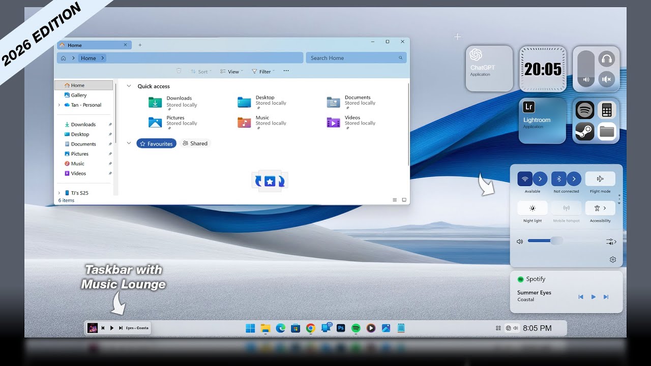 New Windows 11 Taskbar with Music Lounge, New Explorer & More - Give Windows 11 a New Look in 2026