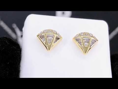 Iced Out Diamond Shape Baguette Diamond Earrings .33cttw 10K Yellow Gold | Real Hip Hop Jewelry