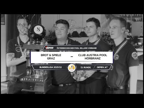 Pool Bundesliga 2021/22 - Runde 13: BROT & SPIELE GRAZ - CAP HÖRBRANZ