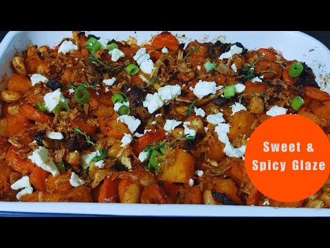 Caribbean Butternut Squash & Pancetta with Maple-Sriracha Glaze | Easy Simple Side Dish Recipe