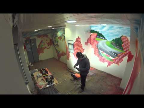 Graffiti in office, made by Pirados Studios, time lapse