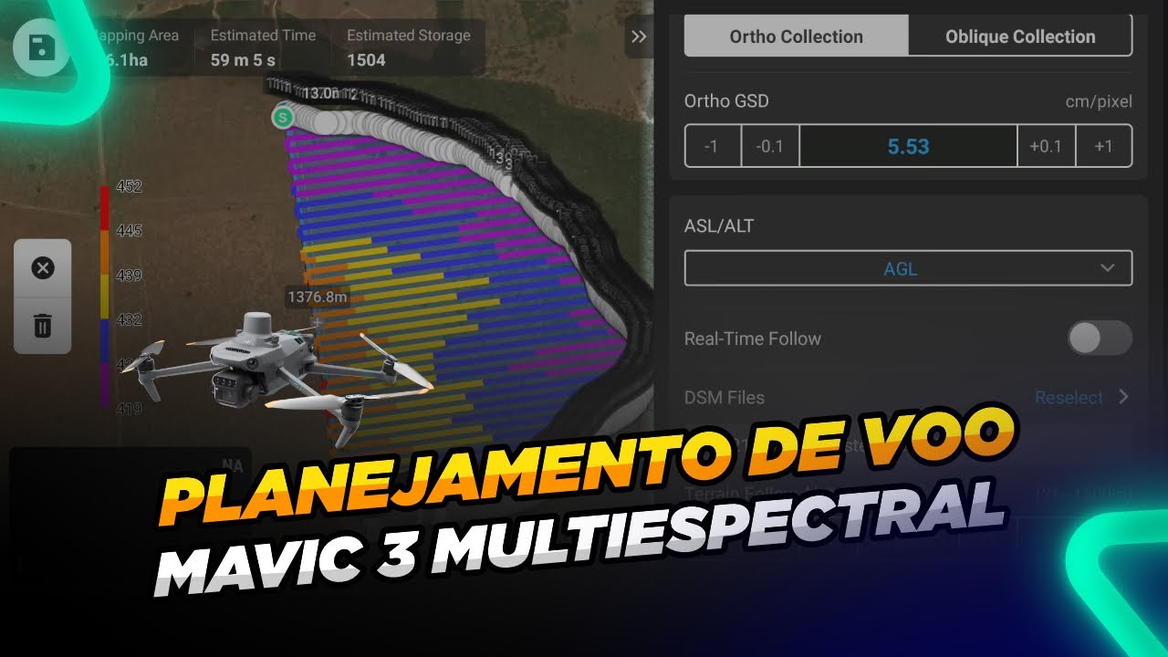 Planejamento de Voo de mapeamento DJI MAVIC 3 multiespectral