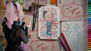 ASMR cozy art vlog 💘 How I make Greeting Cards as an Illustrator!