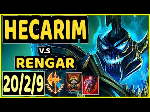 CARIOK (HECARIM) vs RENGAR - QUADRAKILL 20/2/9 KDA JUNGLE CHALLENGER GAMEPLAY - BR