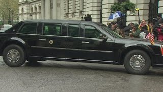 Watch Barack Obama's 'Beast' do a five-point turn in Downing Street