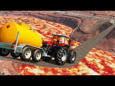 Cars vs Suspension Bridge over Lava #5 | BeamNG.DRIVE