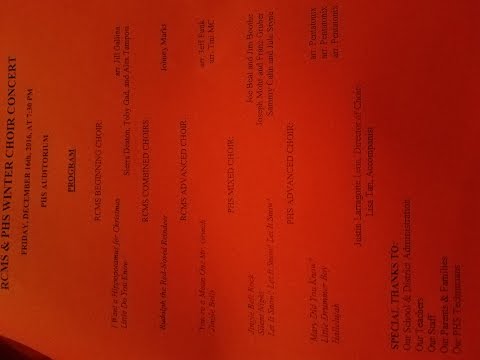 RCMS & PHS Winter Choir Concert Dec 16, 2016