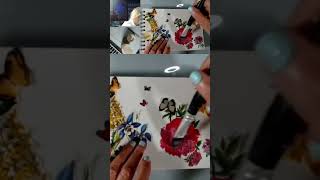 How to create colorful flowers with napkins, gold glitter, and watercolors step by step