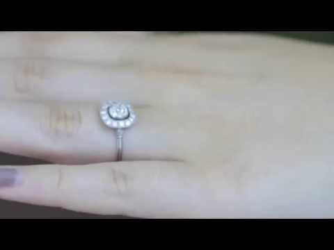 Modeling Art Deco Diamond Engagement Ring Outdoors