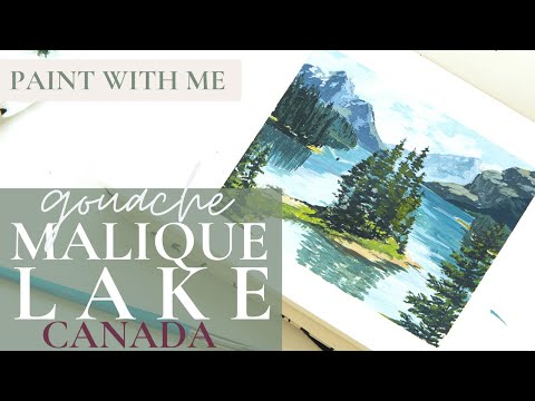 Gouache Landscape Painting in Moleskine Sketchbook timelapse | Maligne Lake, Canada |