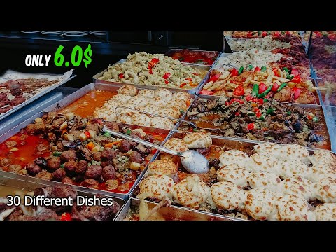 30 different dishes! Only for $0.6 USD! Self-service restaurant with delicious food _ Buffet