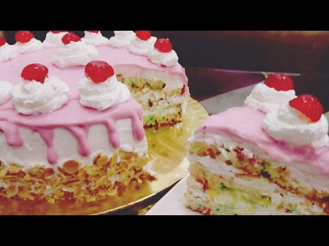 اسهل -كيك عيد ميلاد- بالكريمة ،طريقة تحضيره بسيط والمذاق روعة.