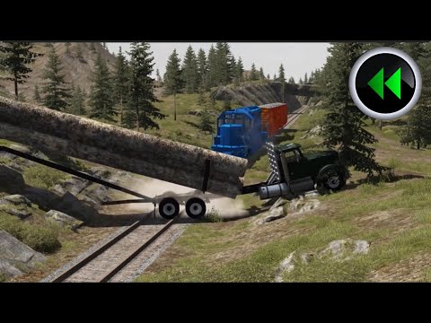 Reverse Trains Vs Trucks - BeamNG Drive