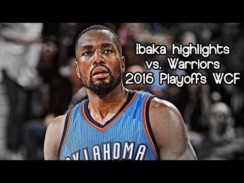 Serge Ibaka @ Warriors 11 pts, 11 reb & 1 blk on Thompson (2016 NBA Playoffs WCF G1) - IBLOCKA!