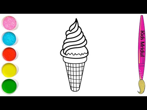 How To Draw Cute Ice Cream Drawing , Painting & Colouring For kids And Toddlers _🌈🎨