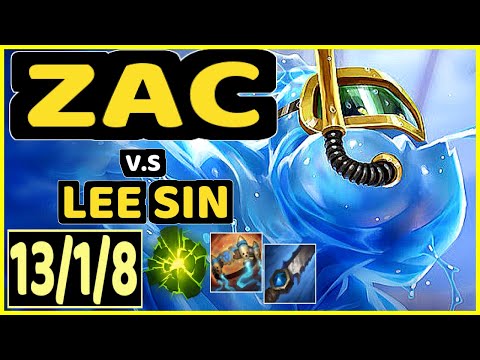 LAMABEAR (ZAC) vs LEE SIN - 13/1/8 KDA JUNGLE GAMEPLAY - EUW Ranked MASTER